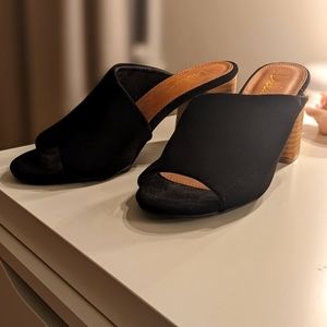 Black mule block heels